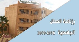 رزنامة العطل الجامعية بعنوان السنة الجامعية 2018-2019